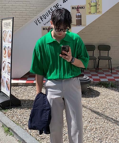 ASCLO(エジュクロ)の「ASCLO Rough Vertical Collar Knit(ニット/セーター・メンズ・ブラック/グリーン/アイボリー・FREE)」の8枚目の写真