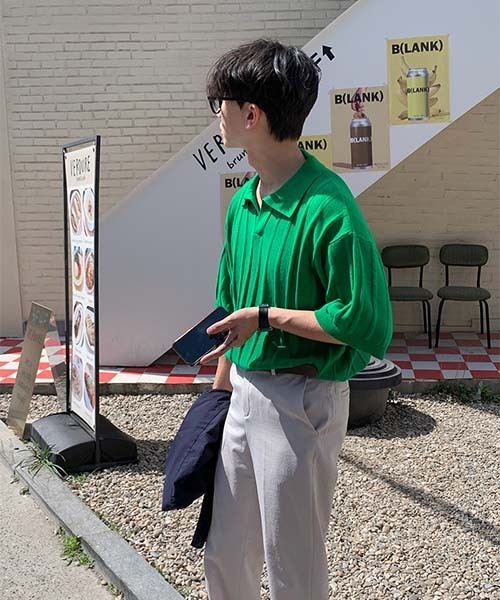ASCLO(エジュクロ)の「ASCLO Rough Vertical Collar Knit(ニット/セーター・メンズ・ブラック/グリーン/アイボリー・FREE)」の9枚目の写真