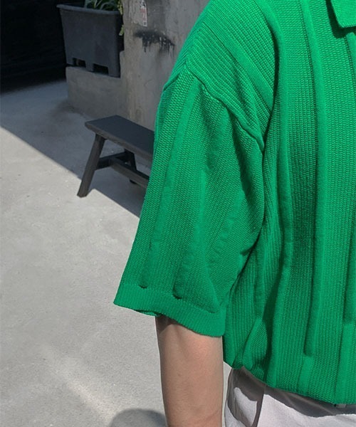 ASCLO(エジュクロ)の「ASCLO Rough Vertical Collar Knit(ニット/セーター・メンズ・ブラック/グリーン/アイボリー・FREE)」の14枚目の写真