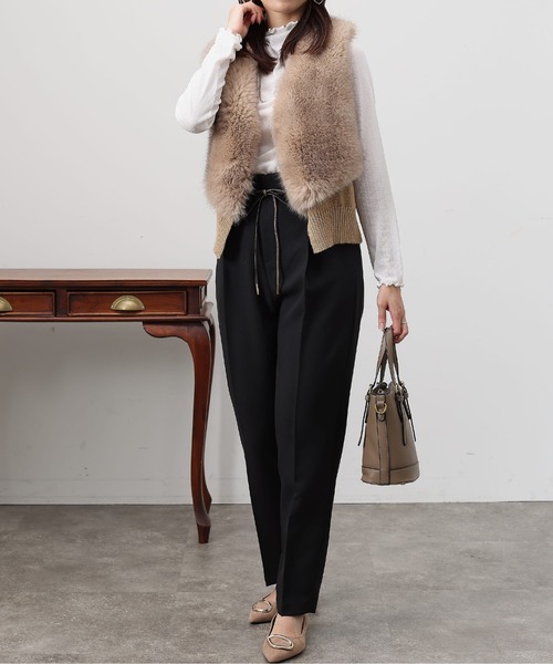 Chez toi（シェトワ）の「ハトメリボンテーパードパンツ（その他パンツ・レディース・ブラック/パープル/カーキ/モカ・S/M）」の12枚目の写真