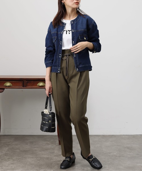 Chez toi（シェトワ）の「ハトメリボンテーパードパンツ（その他パンツ・レディース・ブラック/パープル/カーキ/モカ・S/M）」の9枚目の写真