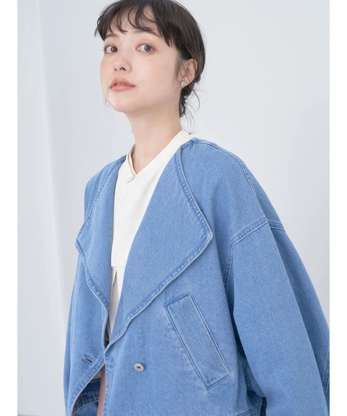 earth music&ecology(アースミュージックアンドエコロジー)の「ビッグカラーショートジャケット(その他アウター・レディース・ダークインディゴブルー/ライトインディゴブルー・FREE)」の13枚目の写真