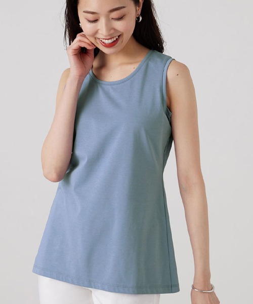 BELLUNA（ベルーナ）の「汗ジミ対策！美人顔タンクトップ（タンクトップ・レディース・ブラック/ブルーグレー/オフホワイト・MEDIUM/X-LARGE/LARGE）」の3枚目の写真