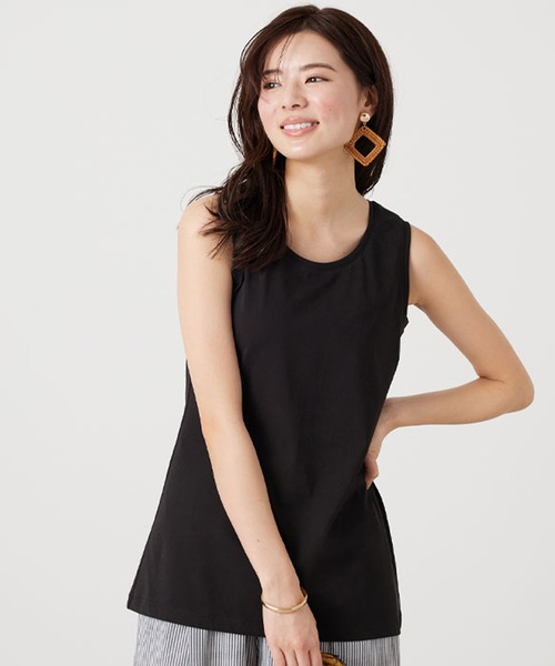 BELLUNA（ベルーナ）の「汗ジミ対策！美人顔タンクトップ（タンクトップ・レディース・ブラック/ブルーグレー/オフホワイト・MEDIUM/X-LARGE/LARGE）」の2枚目の写真