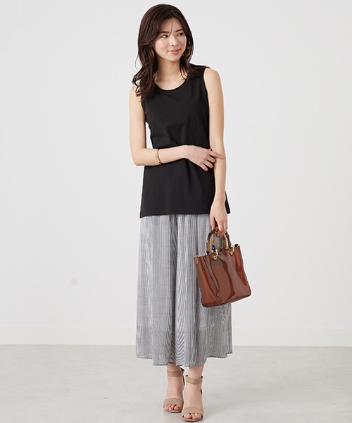 BELLUNA（ベルーナ）の「汗ジミ対策！美人顔タンクトップ（タンクトップ・レディース・ブラック/ブルーグレー/オフホワイト・MEDIUM/X-LARGE/LARGE）」の6枚目の写真