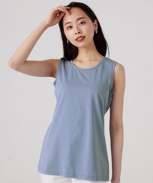 BELLUNA（ベルーナ）の「汗ジミ対策！美人顔タンクトップ（タンクトップ・レディース・ブラック/ブルーグレー/オフホワイト・MEDIUM/X-LARGE/LARGE）」の8枚目の写真