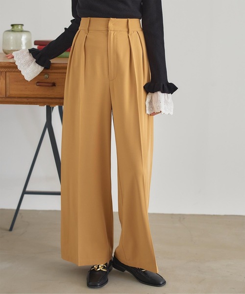 titivate(ティティベイト)の「ハイウエストタックワイドパンツ(その他パンツ・レディース・カーキ/グリーン/オリーブ/イエロー/ブラック・M/S/L/XS)」の4枚目の写真