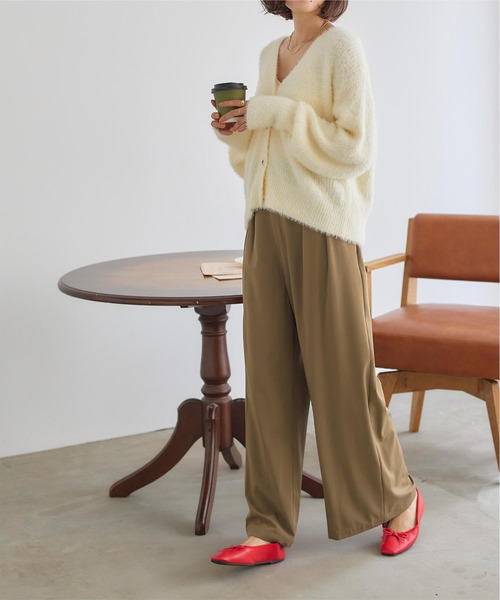 titivate(ティティベイト)の「ハイウエストタックワイドパンツ(その他パンツ・レディース・カーキ/グリーン/オリーブ/イエロー/ブラック・M/S/L/XS)」の12枚目の写真