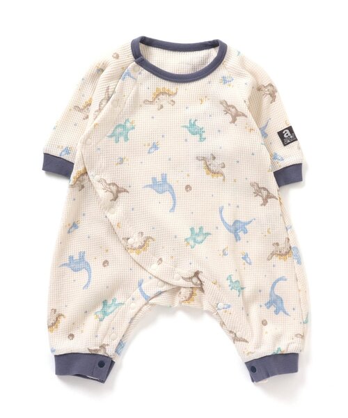 Ampersand（アンパサンド）の「恐竜・くるま柄カバーオール（ロンパース・キッズ・ライトグレー/アイボリー・60/70/80）」の2枚目の写真