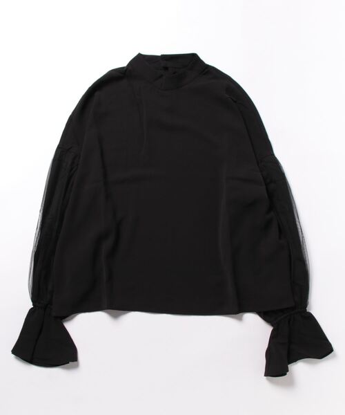 fort point(フォーポイント)の「【FORT POINT/フォートポイント】カバースリーブ ハイネック モックネック ブラウス シャツ(シャツ/ブラウス・レディース・アイボリー/ブラック・MEDIUM)」の1枚目の写真