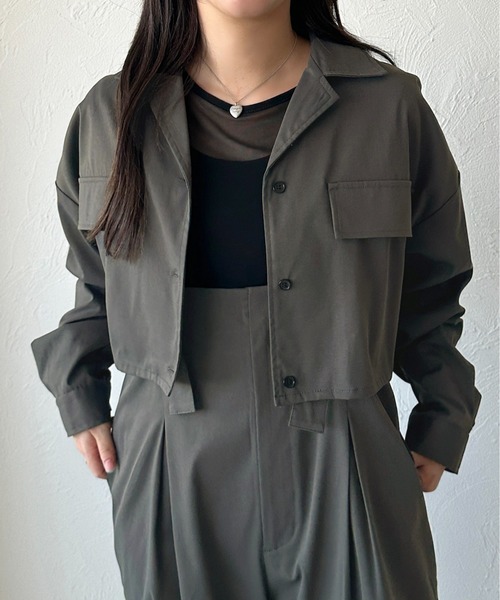 apres jour mignon(アプレジュールミニョン)の「クロップドシャツ【ZOZOTOWN限定アイテム】【SETUP着用可能】(シャツ/ブラウス・レディース・ネイビー/ブラック/チャコールグレー・X-LARGE/フリー)」の13枚目の写真