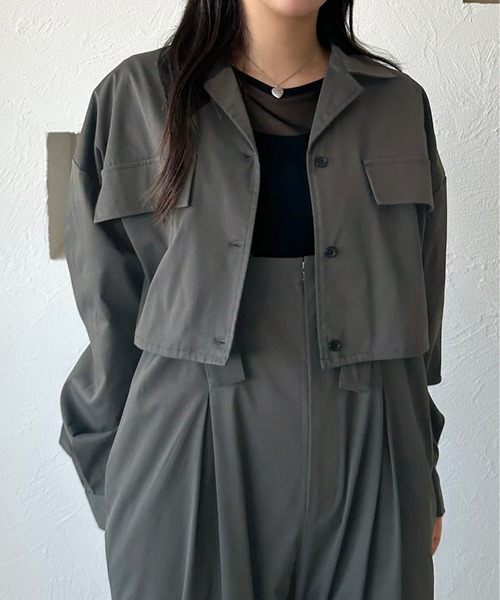 apres jour mignon(アプレジュールミニョン)の「クロップドシャツ【ZOZOTOWN限定アイテム】【SETUP着用可能】(シャツ/ブラウス・レディース・ネイビー/ブラック/チャコールグレー・X-LARGE/フリー)」の14枚目の写真