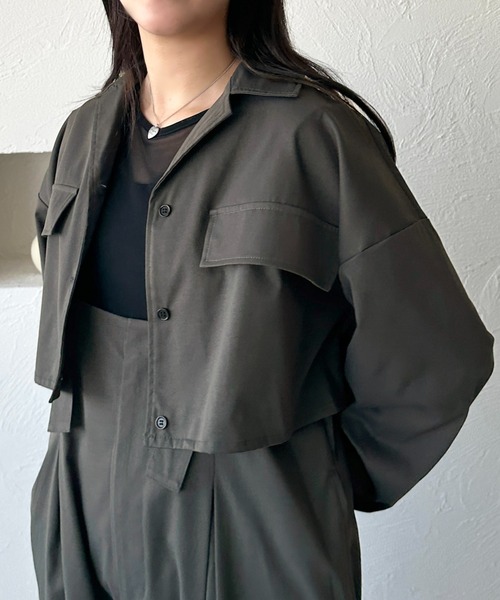 apres jour mignon(アプレジュールミニョン)の「クロップドシャツ【ZOZOTOWN限定アイテム】【SETUP着用可能】(シャツ/ブラウス・レディース・ネイビー/ブラック/チャコールグレー・X-LARGE/フリー)」の15枚目の写真