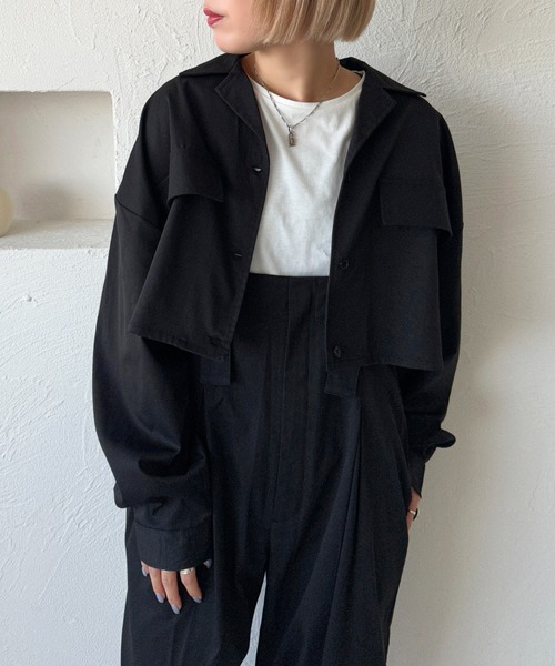 apres jour mignon(アプレジュールミニョン)の「クロップドシャツ【ZOZOTOWN限定アイテム】【SETUP着用可能】(シャツ/ブラウス・レディース・ネイビー/ブラック/チャコールグレー・X-LARGE/フリー)」の6枚目の写真