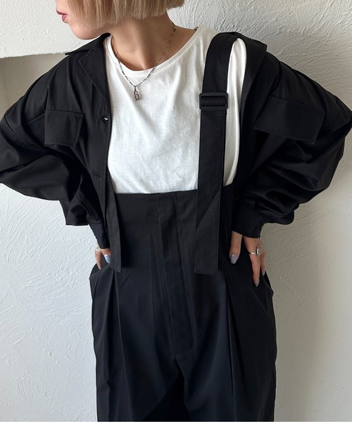 apres jour mignon(アプレジュールミニョン)の「クロップドシャツ【ZOZOTOWN限定アイテム】【SETUP着用可能】(シャツ/ブラウス・レディース・ネイビー/ブラック/チャコールグレー・X-LARGE/フリー)」の7枚目の写真