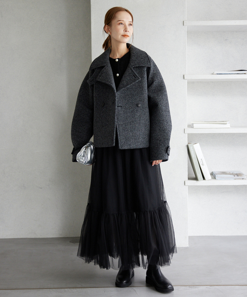 SLOBE IENA ツイードボンディングショートコート セール】ツイードボンディングショートコート（その他アウター