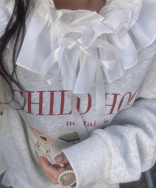 Chick（チック）の「RETRO CREW NECK SWEAT / レトロ柄クルーネックスウェット（スウェット・レディース・ブラック/グレー・FREE）」の13枚目の写真