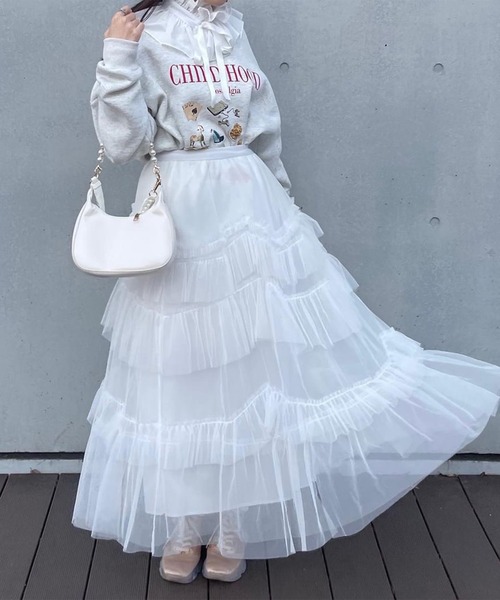 Chick（チック）の「RETRO CREW NECK SWEAT / レトロ柄クルーネックスウェット（スウェット・レディース・ブラック/グレー・FREE）」の16枚目の写真