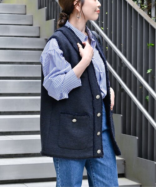 B.C STOCK（ベーセーストック）の「《追加》前開きツイードベスト 2