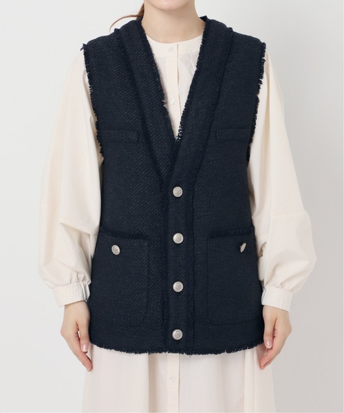 B.C STOCK(ベーセーストック)の「《追加》前開きツイードベスト 2(ベスト・レディース・ベージュ/ネイビー・FREE)」の18枚目の写真