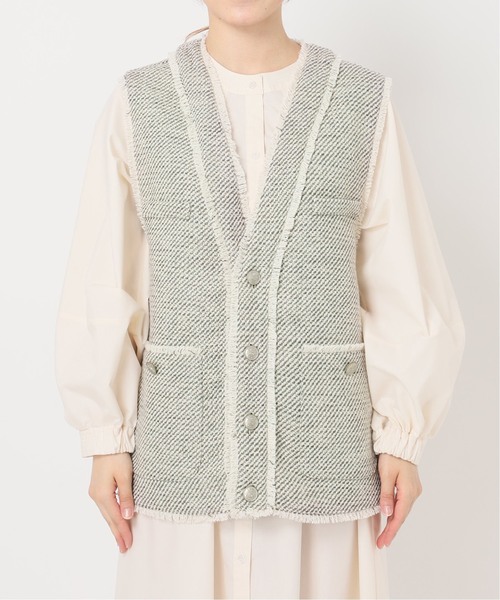 B.C STOCK(ベーセーストック)の「《追加》前開きツイードベスト 2(ベスト・レディース・ベージュ/ネイビー・FREE)」の7枚目の写真