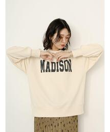 Samansa Mos2 blue | ミニ裏毛袖タックロゴプルオーバー(Tシャツ/カットソー)