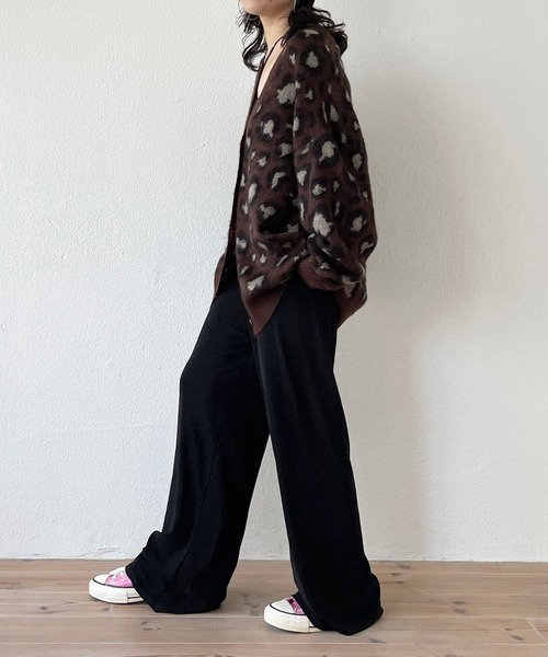 wee9s（ウィークス）の「SHOUBU CARDIGAN / レオパード勝負カーディガン（カーディガン/ボレロ・レディース・ダークブラウン・FREE）」の3枚目の写真