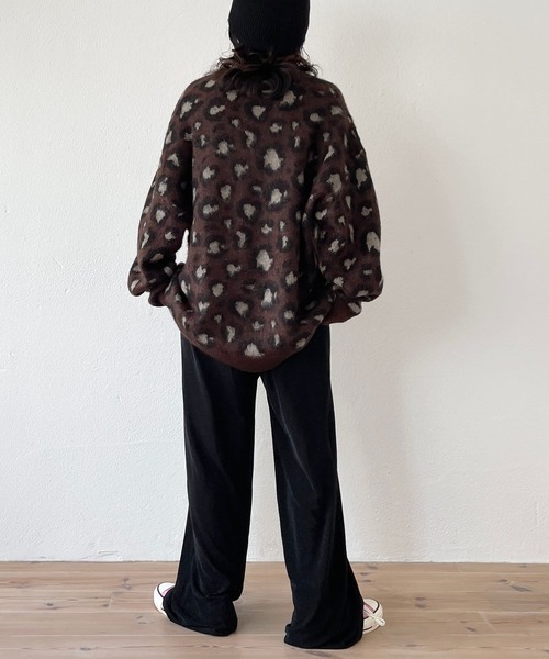 wee9s（ウィークス）の「SHOUBU CARDIGAN / レオパード勝負カーディガン（カーディガン/ボレロ・レディース・ダークブラウン・FREE）」の4枚目の写真
