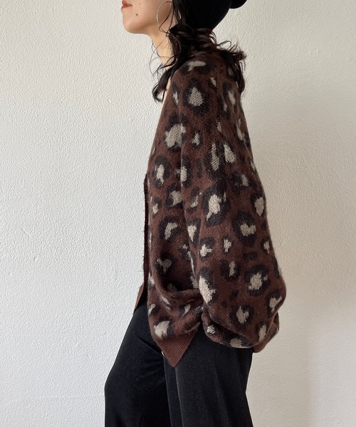 wee9s（ウィークス）の「SHOUBU CARDIGAN / レオパード勝負カーディガン（カーディガン/ボレロ・レディース・ダークブラウン・FREE）」の7枚目の写真