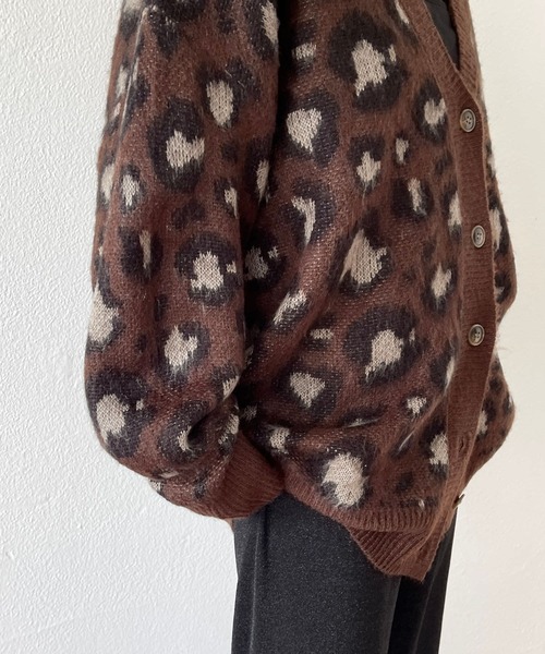 wee9s（ウィークス）の「SHOUBU CARDIGAN / レオパード勝負カーディガン（カーディガン/ボレロ・レディース・ダークブラウン・FREE）」の10枚目の写真