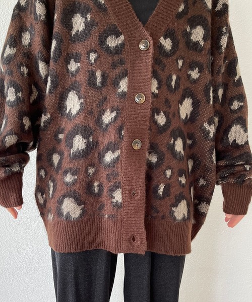 wee9s（ウィークス）の「SHOUBU CARDIGAN / レオパード勝負カーディガン（カーディガン/ボレロ・レディース・ダークブラウン・FREE）」の11枚目の写真