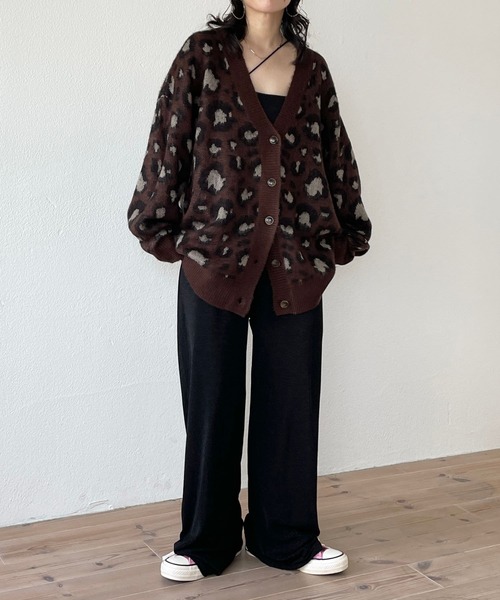 wee9s（ウィークス）の「SHOUBU CARDIGAN / レオパード勝負カーディガン（カーディガン/ボレロ・レディース・ダークブラウン・FREE）」の14枚目の写真