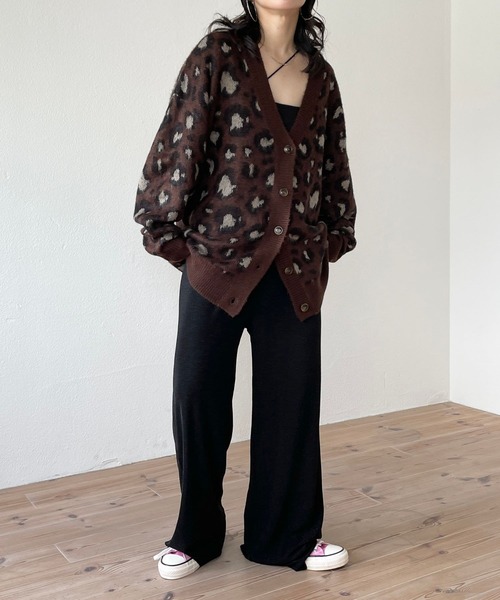 wee9s（ウィークス）の「SHOUBU CARDIGAN / レオパード勝負カーディガン（カーディガン/ボレロ・レディース・ダークブラウン・FREE）」の17枚目の写真