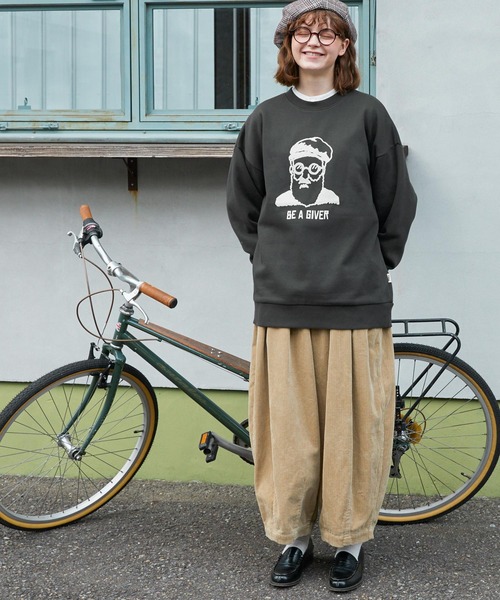 MONO-MART LADY'S(モノマートレディース)の「OJISANシルエットプリントスウェットプルオーバー(スウェット・レディース・スミクロ/オートミール/ブラウン/ネイビー・FREE)」の12枚目の写真