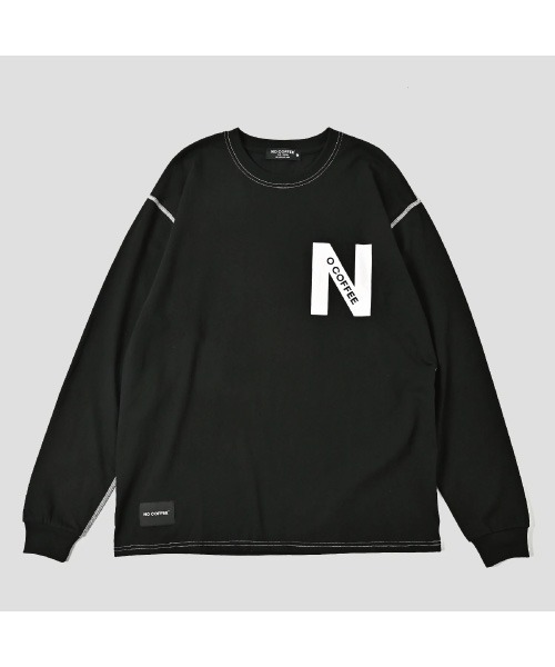 NO COFFEE(ノーコーヒー)の「"N"ロゴプリント L/S Tee(Tシャツ/カットソー・メンズ・ダークグリーン/ネイビー/ブラック/ホワイト・MEDIUM/X-LARGE/LARGE)」の2枚目の写真