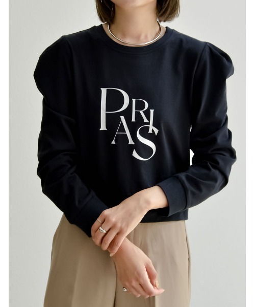 Re:EDIT（リエディ）の「ショート丈タックスリーブフロントロゴロンT（Tシャツ/カットソー・レディース・ホワイト/ブラック・MEDIUM/LARGE）」の2枚目の写真