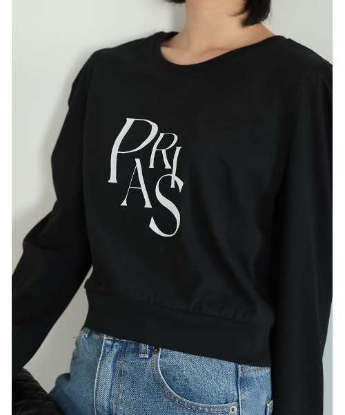 Re:EDIT（リエディ）の「ショート丈タックスリーブフロントロゴロンT（Tシャツ/カットソー・レディース・ホワイト/ブラック・MEDIUM/LARGE）」の11枚目の写真