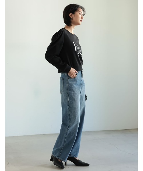 Re:EDIT（リエディ）の「ショート丈タックスリーブフロントロゴロンT（Tシャツ/カットソー・レディース・ホワイト/ブラック・MEDIUM/LARGE）」の12枚目の写真