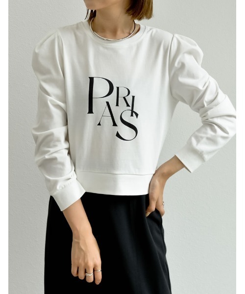 Re:EDIT（リエディ）の「ショート丈タックスリーブフロントロゴロンT（Tシャツ/カットソー・レディース・ホワイト/ブラック・MEDIUM/LARGE）」の14枚目の写真