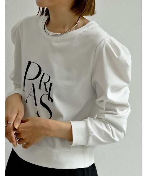 Re:EDIT（リエディ）の「ショート丈タックスリーブフロントロゴロンT（Tシャツ/カットソー・レディース・ホワイト/ブラック・MEDIUM/LARGE）」の15枚目の写真