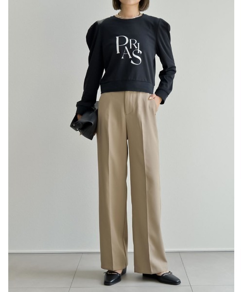 Re:EDIT（リエディ）の「ショート丈タックスリーブフロントロゴロンT（Tシャツ/カットソー・レディース・ホワイト/ブラック・MEDIUM/LARGE）」の6枚目の写真