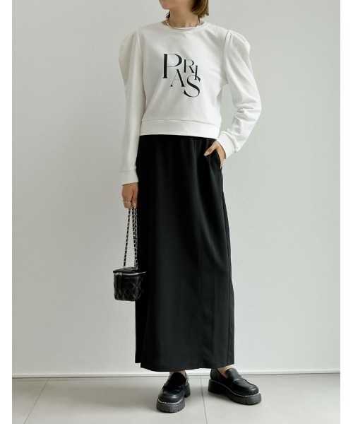 Re:EDIT（リエディ）の「ショート丈タックスリーブフロントロゴロンT（Tシャツ/カットソー・レディース・ホワイト/ブラック・MEDIUM/LARGE）」の18枚目の写真