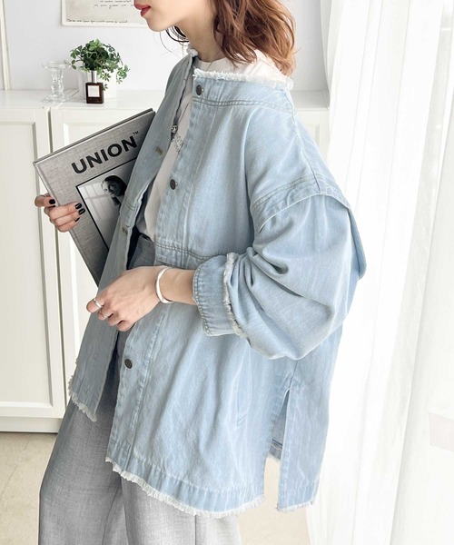 セール】春に大活躍！フリンジ切替デニムジャケット（デニムジャケット