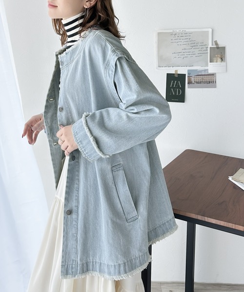 classicalelf（クラシカルエルフ）の「春に大活躍！フリンジ切替デニムジャケット（デニムジャケット・レディース・ライトブルー/インディゴブルー・X-LARGE/MEDIUM/LARGE/SMALL）」の19枚目の写真