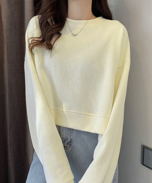 NinaetLina（ニナエリナ）の「クロップド丈長袖カットソー（Tシャツ/カットソー・レディース・ブルー/ベージュ/ブラック・XL/L/M）」の7枚目の写真