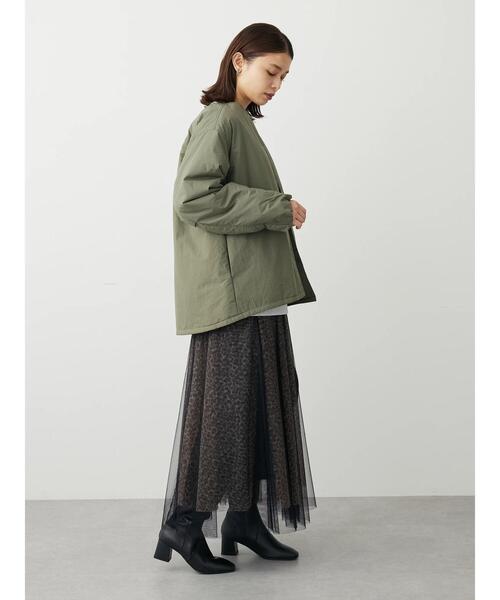 Green　Parks（グリーンパークス）の「ライト中わたノーカラーブルゾン（ブルゾン・レディース・ホワイト系その他2/カーキ/ブラック/ベージュ・FREE）」の10枚目の写真