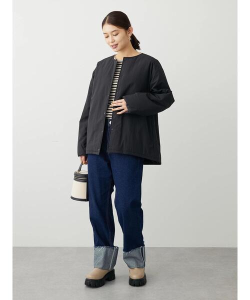 Green　Parks（グリーンパークス）の「ライト中わたノーカラーブルゾン（ブルゾン・レディース・ホワイト系その他2/カーキ/ブラック/ベージュ・FREE）」の18枚目の写真