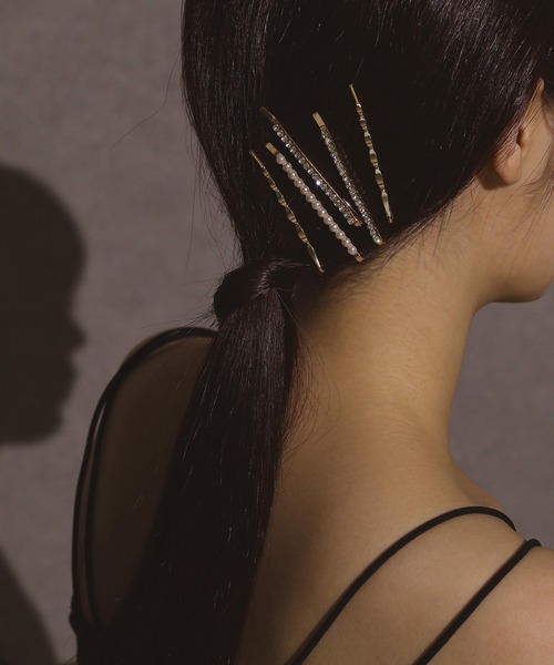 セール】ビジュー パール ヘアピン クリップ 5本セット