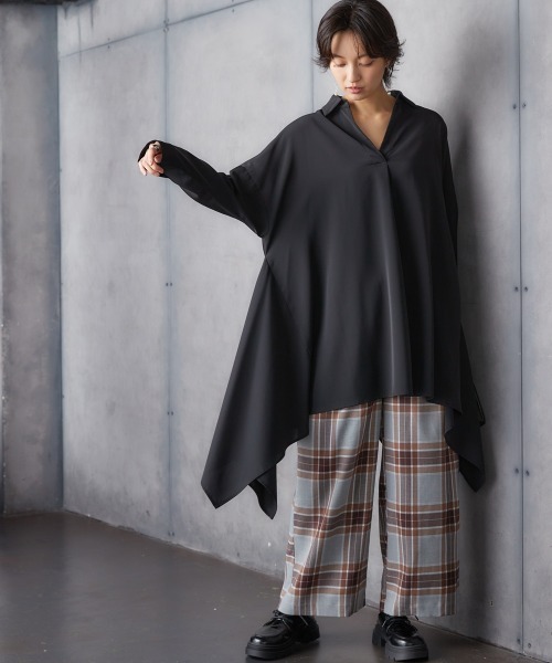 Soiunique（スワユニーク）の「裾変形ゆったりスキッパーチュニック ［Soiunique］（シャツ/ブラウス・レディース・アイボリー/カーキ/ブラック・FREE）」の17枚目の写真