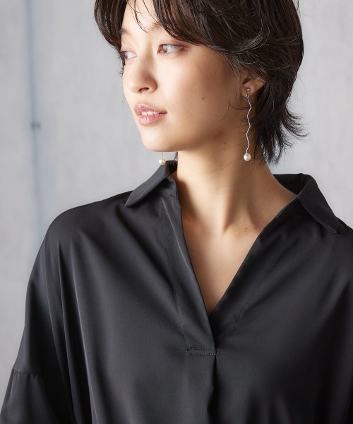 Soiunique（スワユニーク）の「裾変形ゆったりスキッパーチュニック ［Soiunique］（シャツ/ブラウス・レディース・アイボリー/カーキ/ブラック・FREE）」の19枚目の写真